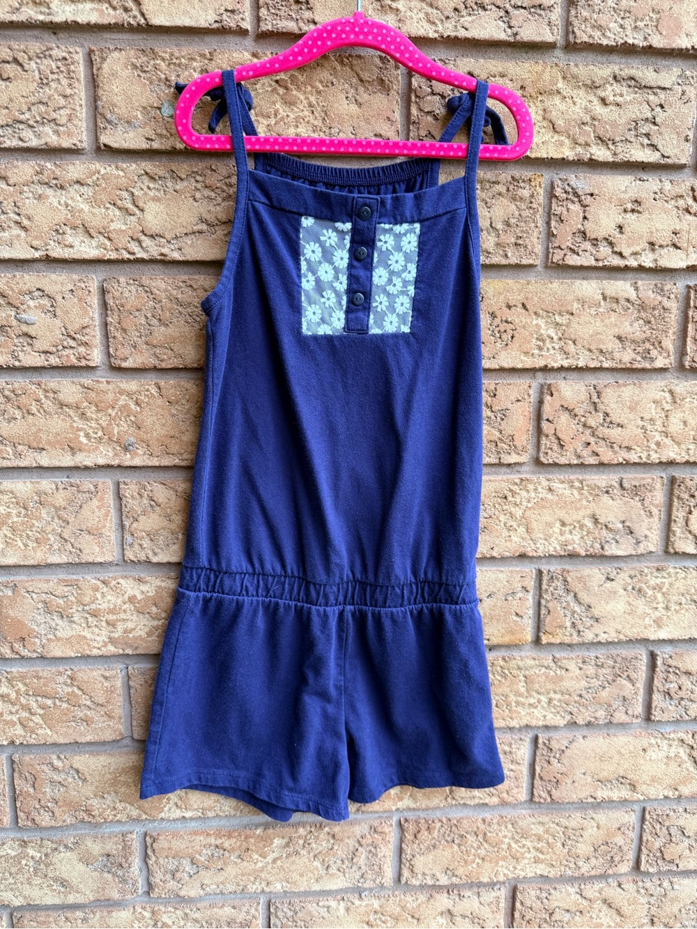 💫4/$25 • Faded Glory Navy Blue Floral Embroidered Jersey Romper